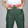 Green Denim Nailhead Pants